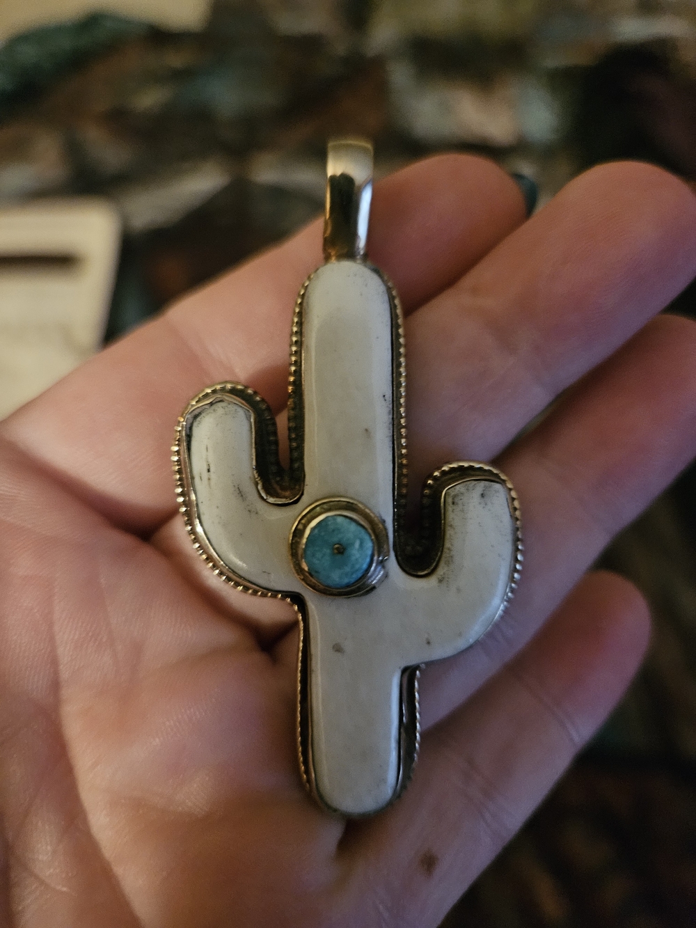 Bone And Silver Pendent